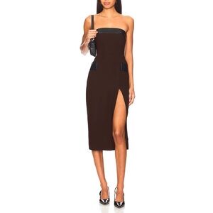 Amanda Uprichard Elegant Black and Brown/Dark Red Strapless Dress